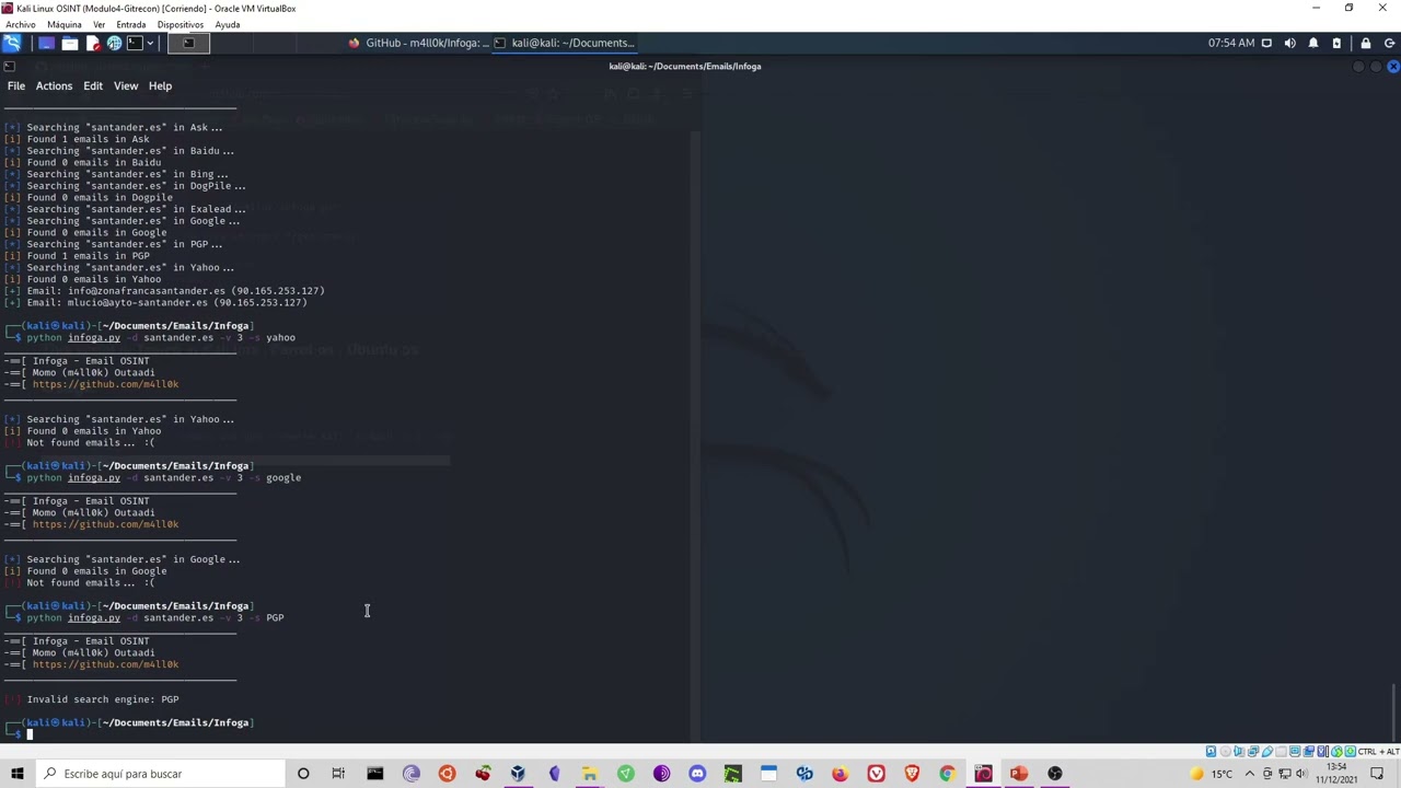 OSINT con Linux - Modulo 4.1: Infoga