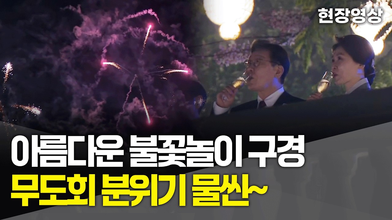 [현장영상] 아름다운 불꽃놀이 구경하러 나온 대통령 부부, 무도회 분위기 물씬~