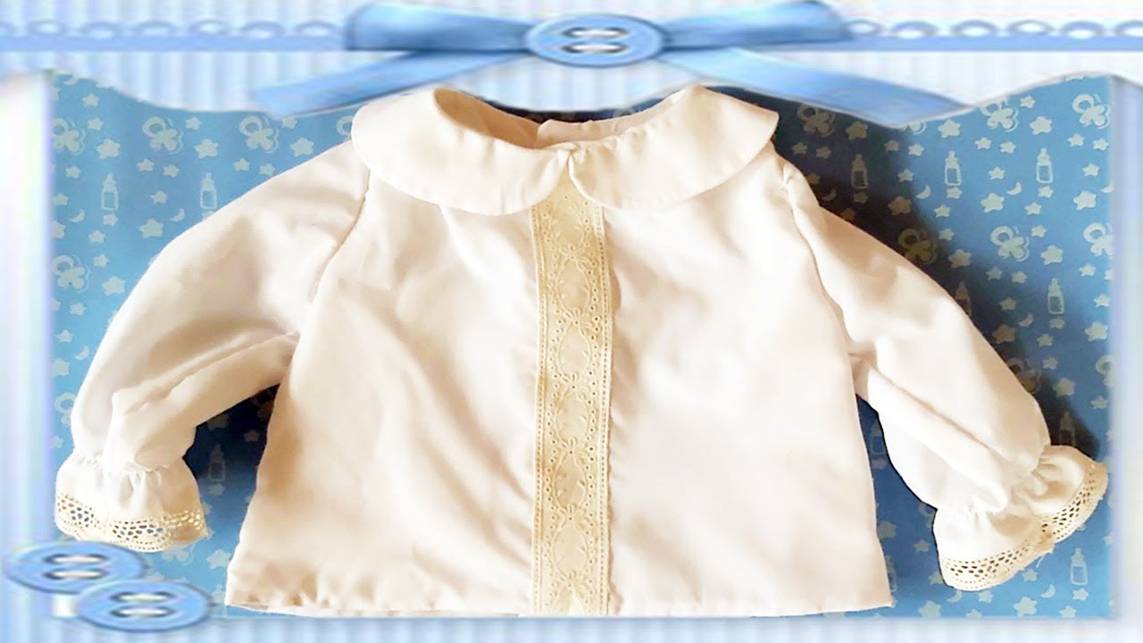 Coser camisa o blusa bebé con cuello bebé, bobo o Peter Pan Muy fácil sin bies-PATRONES GRATIS👇👇👇