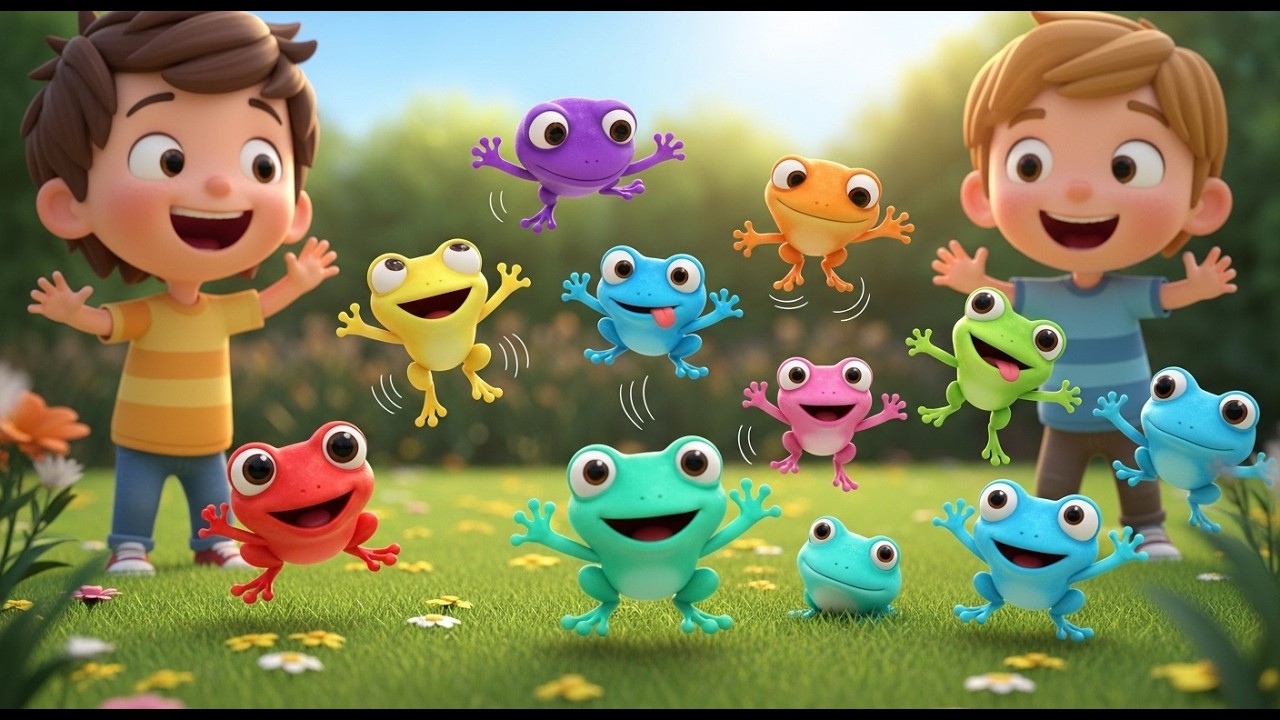 Nueve ranitas de juguete croc croc croc | Canciones Infantiles para Aprender a Contar