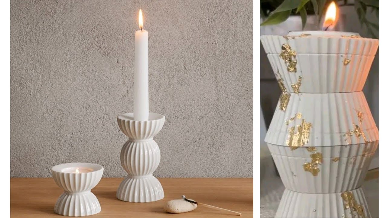 اصنعي بنفسك حامل شموع مميز بأشياء موجود في كل بيت كونكريت بدون قالب 💥 Diycandle Holder
