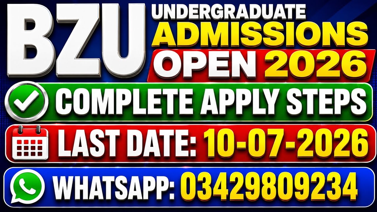 BZU Online Apply Process 2026 || How to Apply Online for BZU Admissions 2026