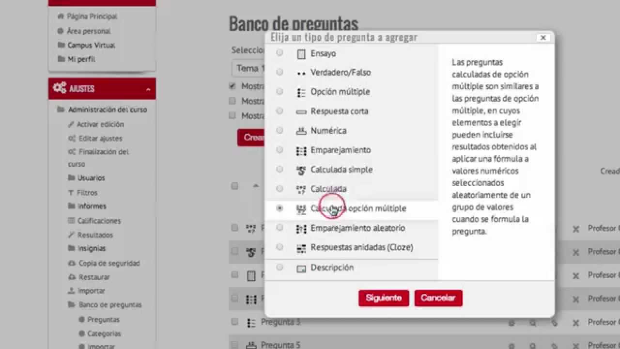 Crear pregunta tipo 