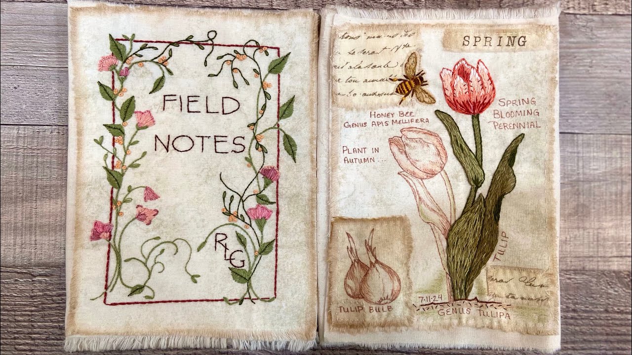 #roxysjournalofstitchery Vol 6 - Finished Cover Page and 1st Prompt. #slowstitching
