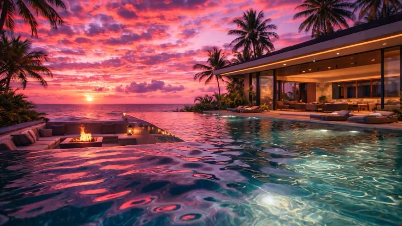 4k Sunset Reflections — Deep House Lounge Ambience