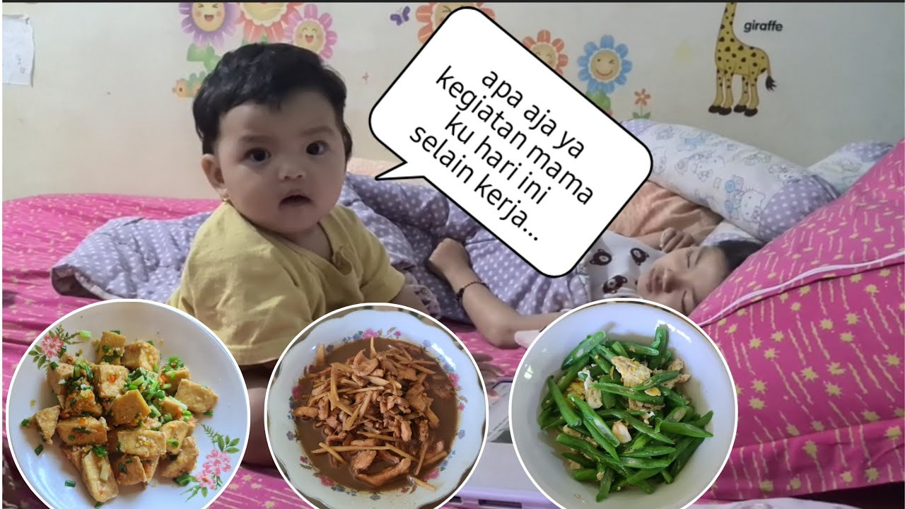 Makan dan ngerujak di tempat kerja // masak tahu cabe garam, ayam jahe kecap, pare dan buncis