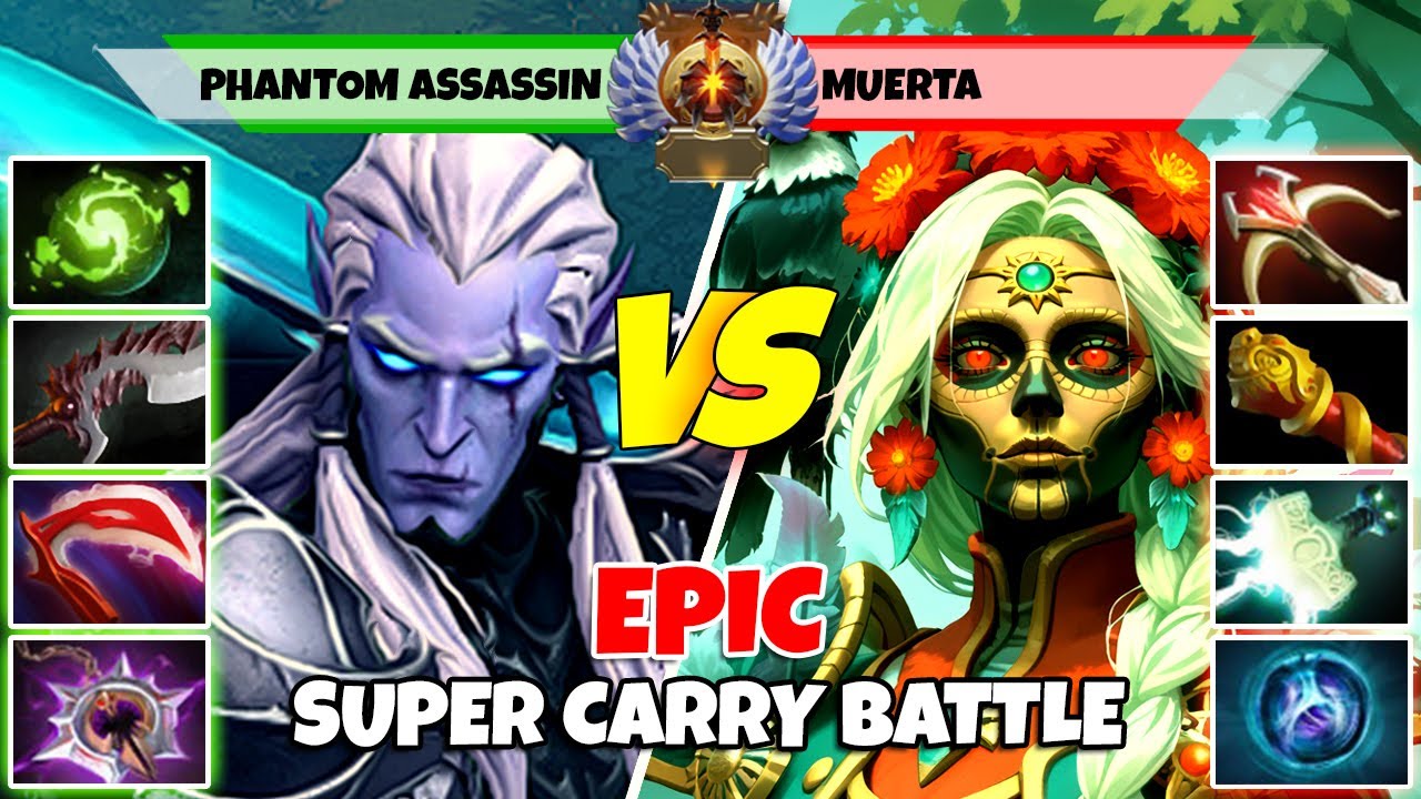 PHANTOM ASSASSIN (керри) против MUERTA (керри) — Эпическая битва игроков Dota 2 ранга Immortal — ...