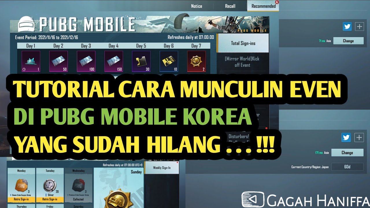 TUTORIAL CARA MUNCULIN EVEN DI PUBG MOBILE KOREA YANG SUDAH HILANG