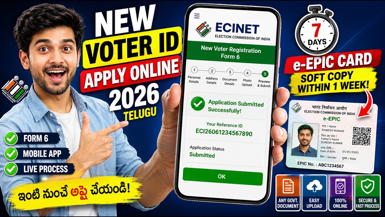 New Voter ID Apply Online 2026 Telugu | Form 6 Process | How to Apply EPIC Card | ECINET App