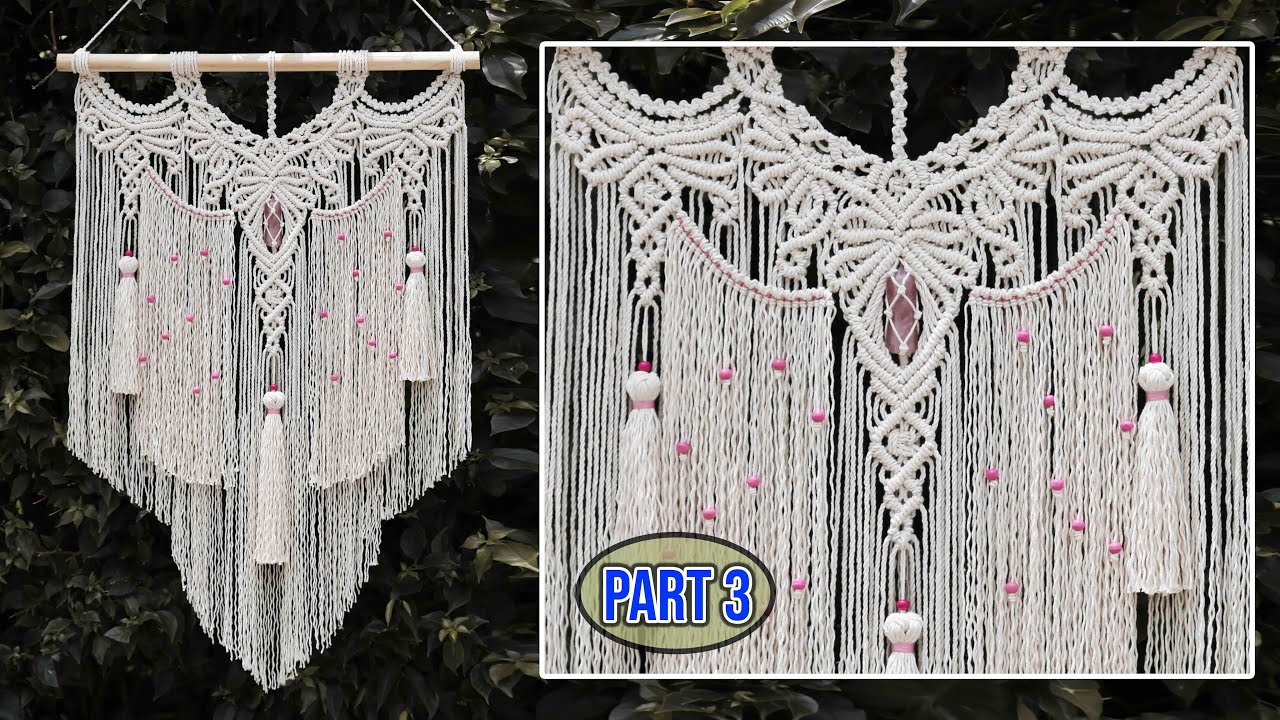 DIY Large Macrame Wall Hanging with Crystal 💎 Design & Tutorial by LIT decor (Part 3)