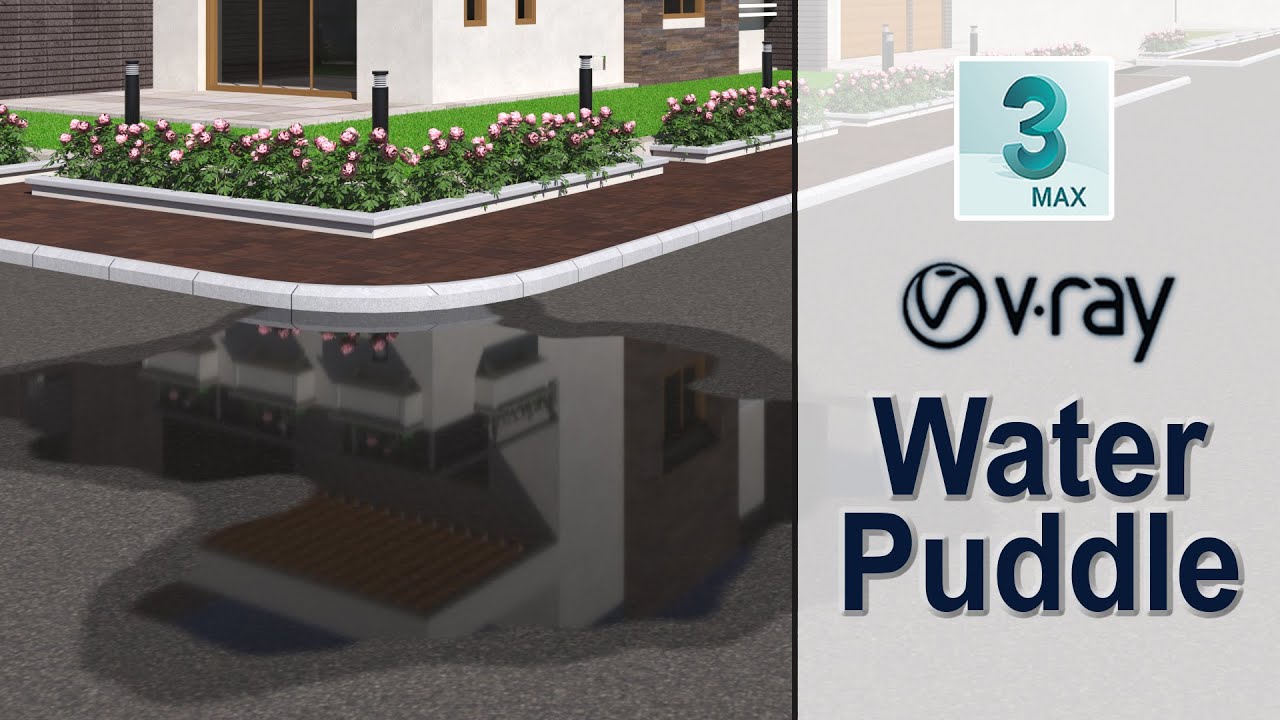3ds max + Vray | Water puddle on road using v-ray 5 in 3ds max