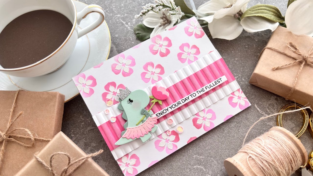 An ADORABLE & CUTE GIRL CARD with a few of the Spellbinders March 2025 Club Kits
