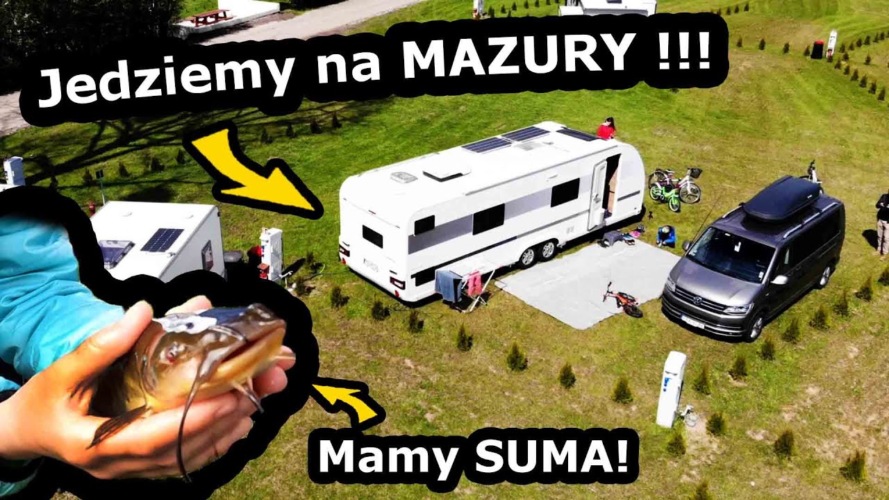 Wjeżdżamy na Camping PARK MAZURY !!! - Dzieci Łowią SUMY, a ja Rozstawiam Przyczepę Kempingową #811