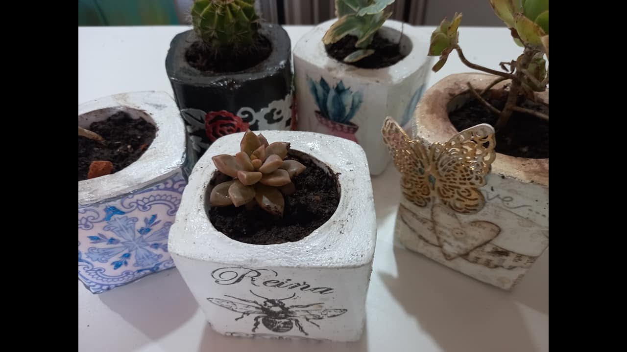 GANA DINERO !! Cómo hacer macetas de cemento para suculentas y cactus  #gracielaherman