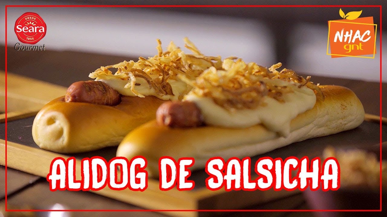 Cachorro-quente de salsicha frankfurt com cebola crispy | Momento Gourmet