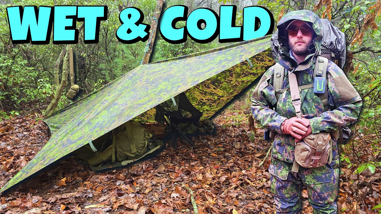 COLD & WET Tarp & BIvy Camp | Winter Mountain Camping