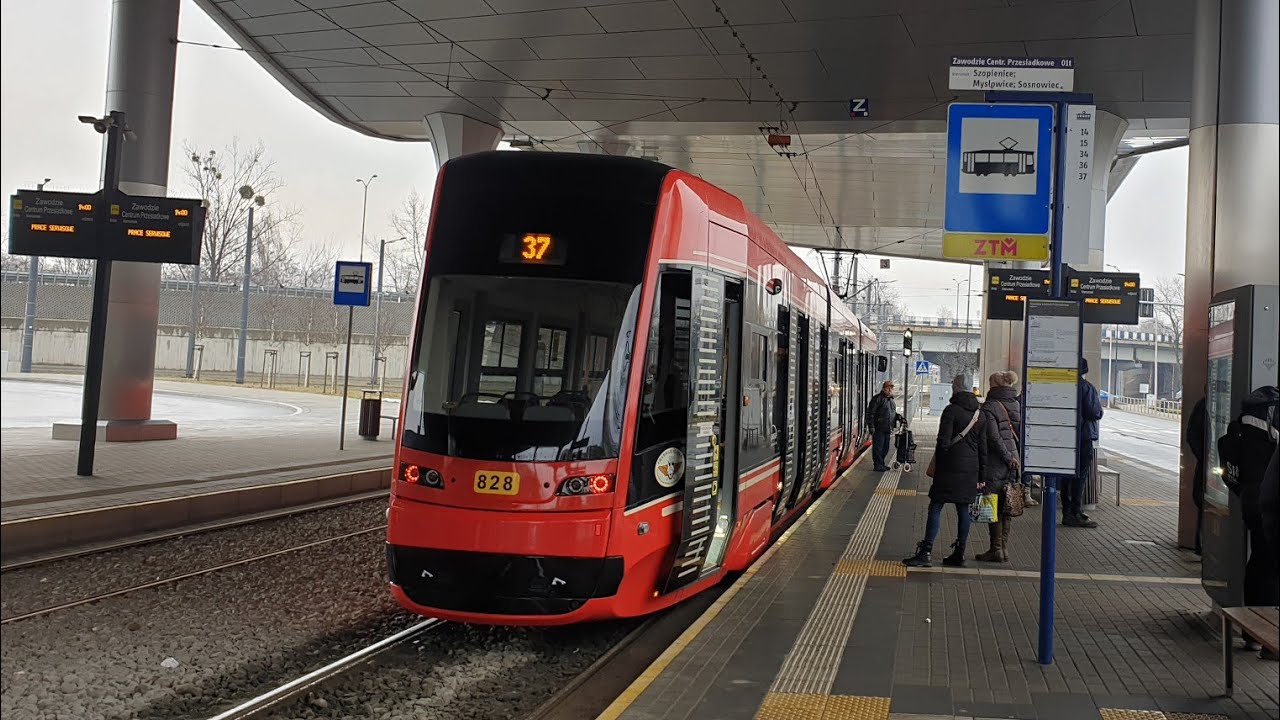 Tramwaje Śląskie - linia 37 | Pesa Twist 2012N #828