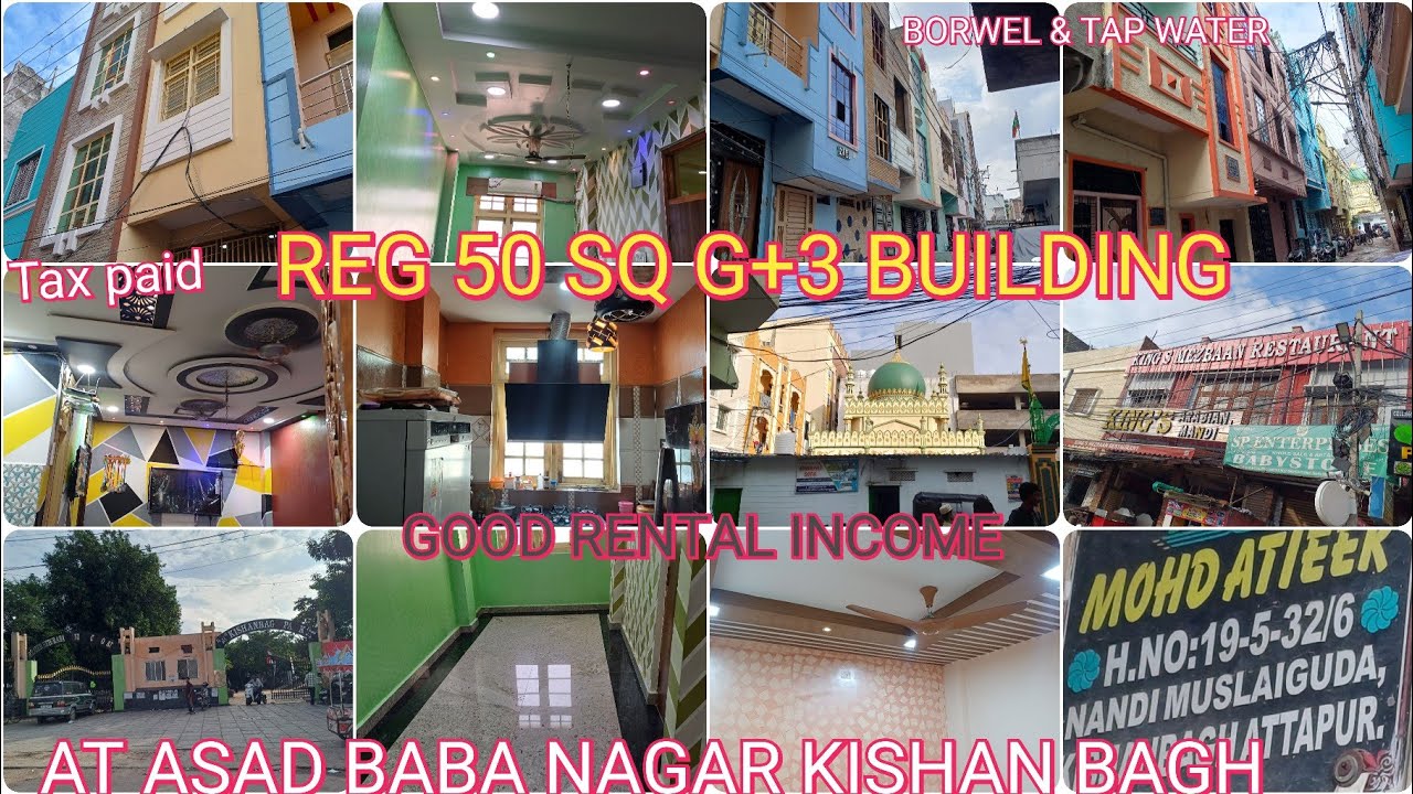 P ( 8096840674 ) Reg 50 sq g+3 building with  borwel Tap water at asad baba nagar Kishan  bagh hyd