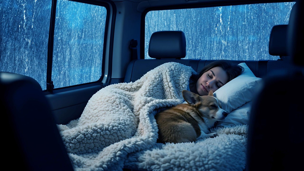 🌧️Rain Sounds for Sleeping⛈️Dream Rainstorm in Warm Car Anxiety Relief