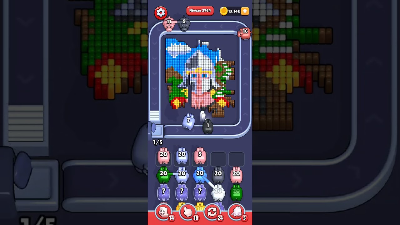 Pixel Flow Level 3764 Very Hard - The one with the Knight. 
