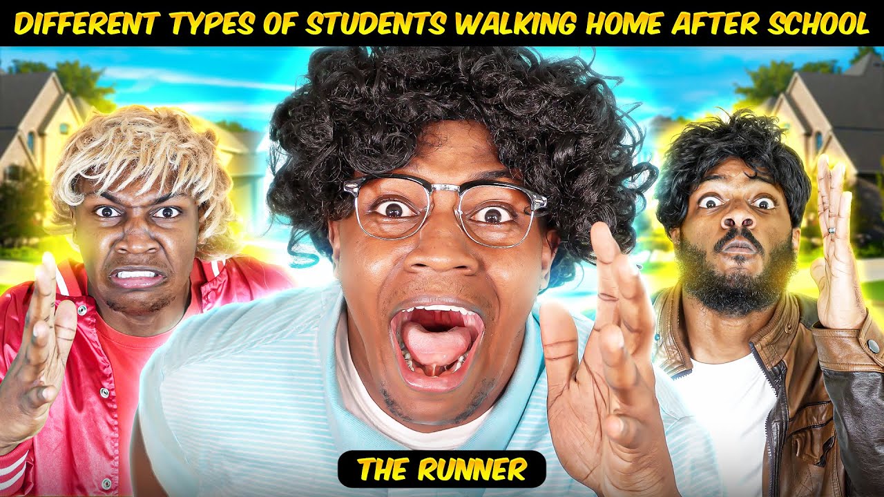 Different types of Students walking home after School