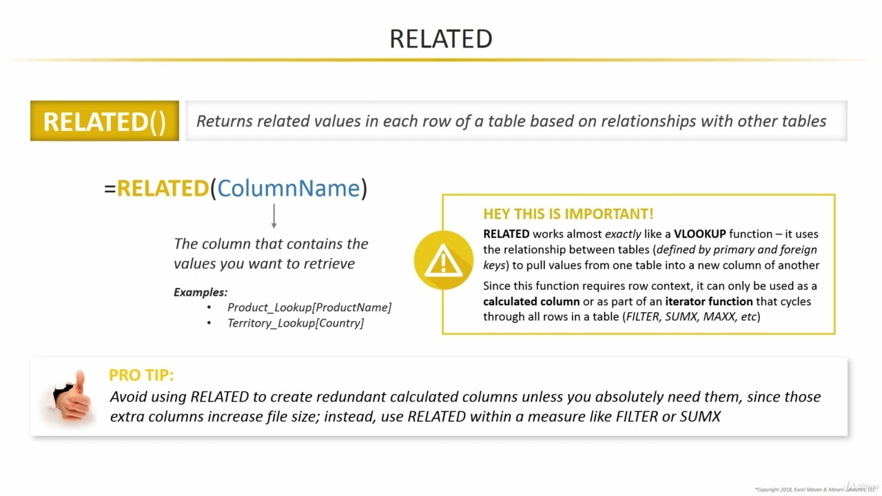 DAX Demo Joining Data with RELATED | Microsoft Power BI Desktop for Business