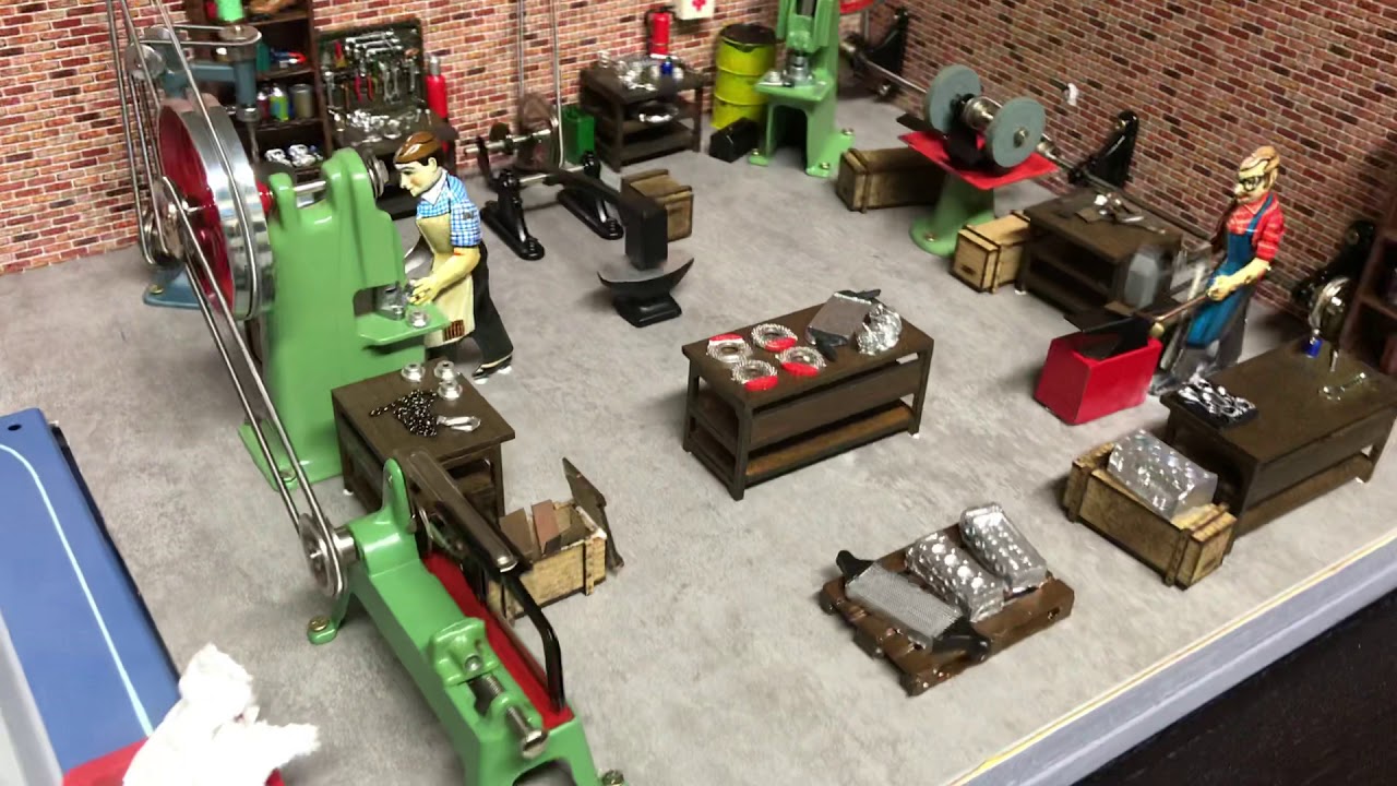 Wilesco D20 Dampfmaschine. Alte Schlosserei - Werkstatt,  Diorama. Workshop Steam Engine