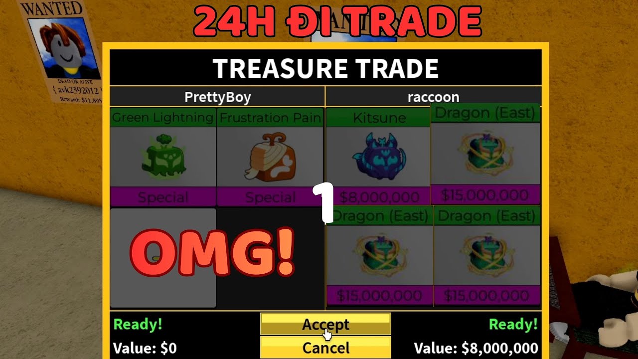 HÀNH TRÌNH 24H DÙNG SKIN TRÁI LIGHTNING VÀ PAIN ĐI TRADE TRONG BLOX FRUITS VÀ CÁI KẾT!