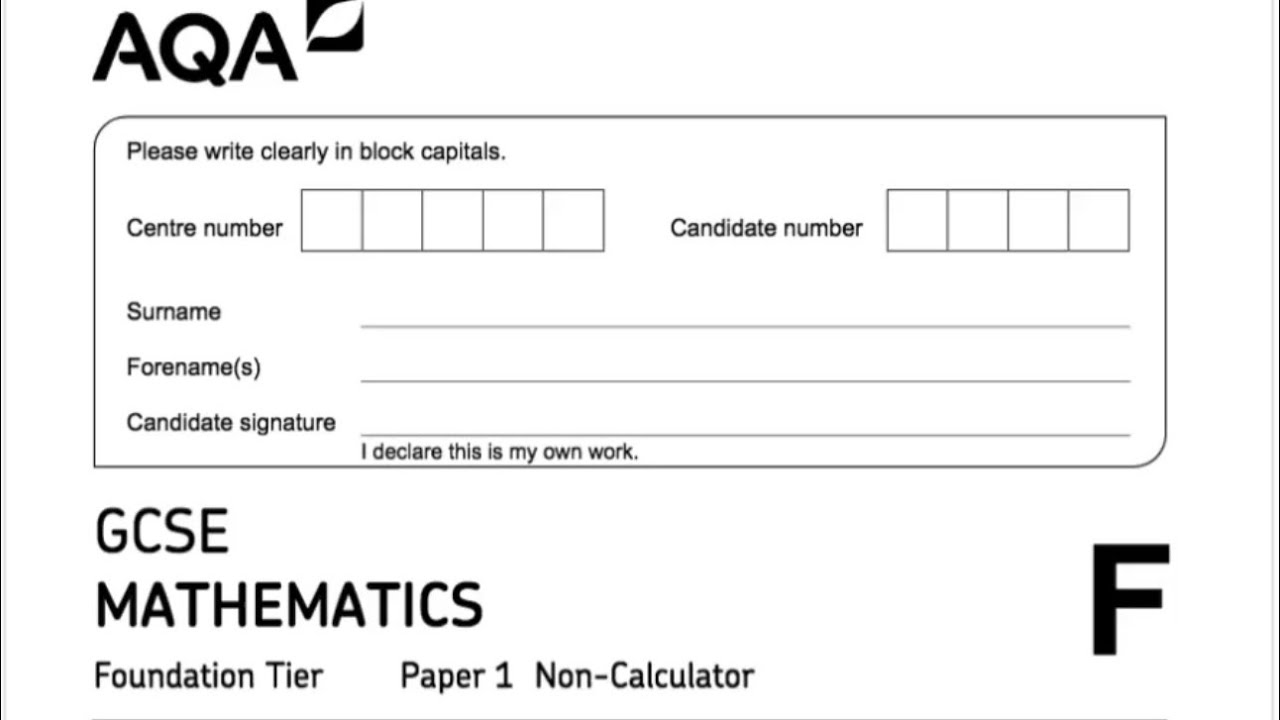 AQA GCSE maths foundation paper 1, non calculator Nov 2023. Complete Answers 