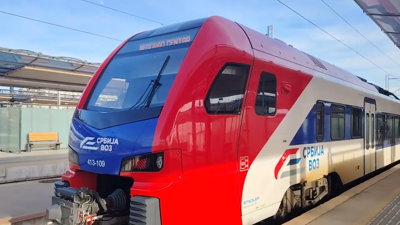STADLER FLIRT 649 regio train from Subotica arr,dep from  Novi Beograd to main stat..Beograd Centar