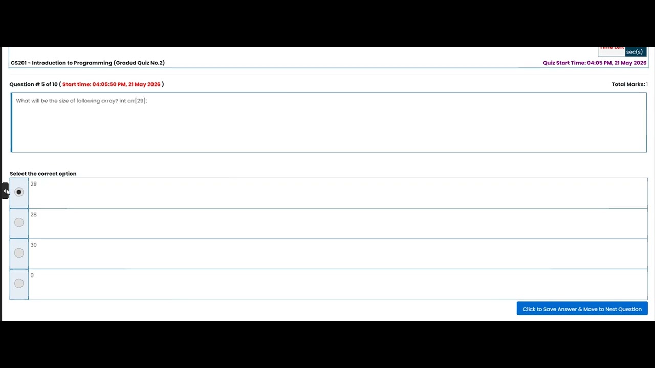 CS 201 QUIZ 2 SOLUTION SPRING 2026