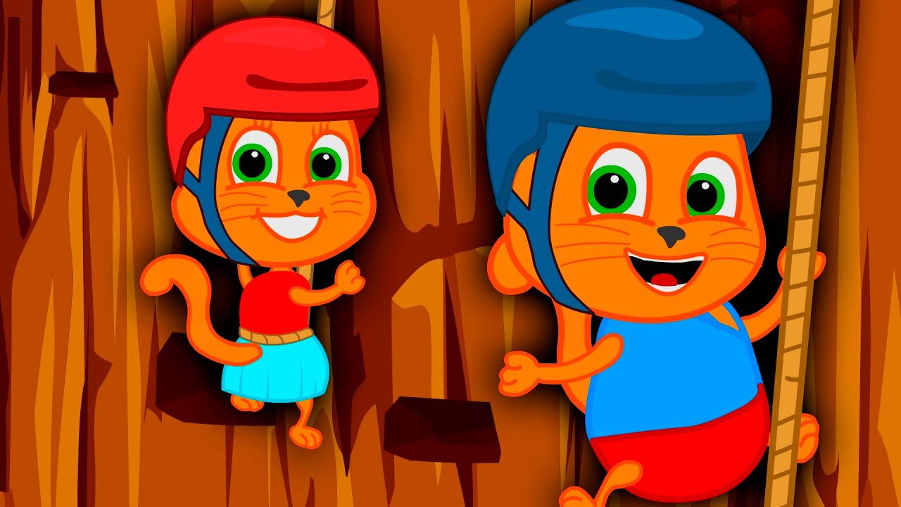 Cats Family in English - Climbing expedition Cartoon for Kids