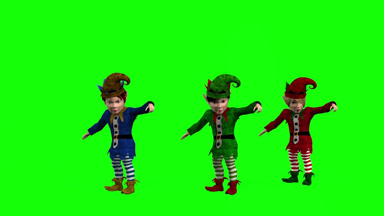 GREEN SCREEN | DANCING CHRISTMAS ELVES | ELVES 1980''S DANCE MOVES | CHROMA KEY | Teacher Burnz