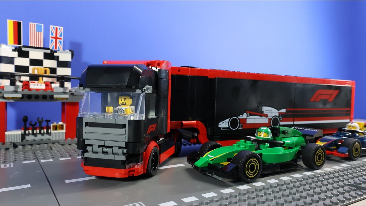 LEGO City F1 Truck with RB20 & AMR24 F1 Cars 60445