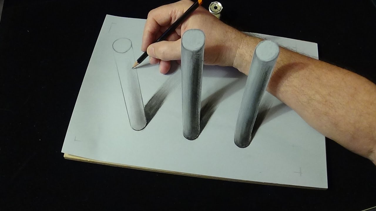 How is it Possible? - 3D Drawing Cylinders Trick - It's Impossible? - #Drawing #Art #HowToDraw