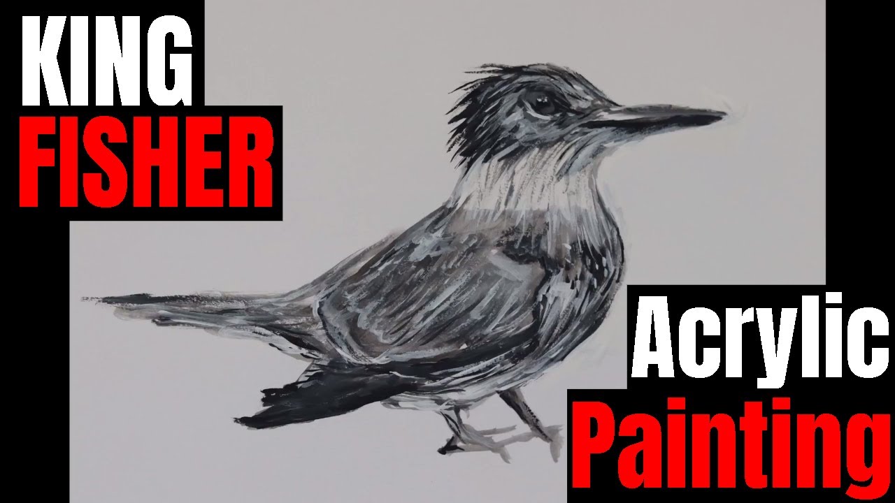 Painting Kingfisher In Acrylic by J Sheetz