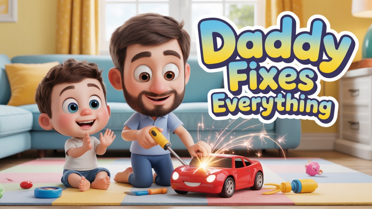 “Daddy Fixes Everything 🔧💙 | Cute Kids Rhyme About Super Dads!” | GFXJM #gfxjm #pixarstyleanimation