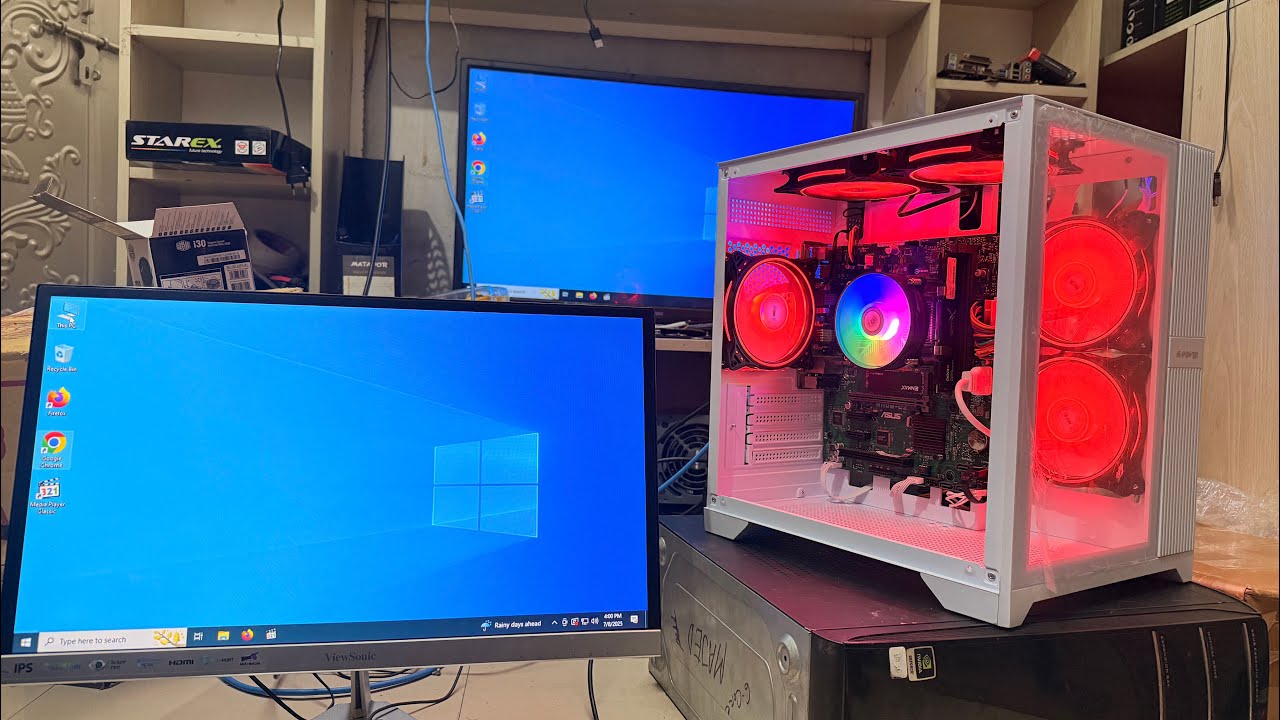 Budget Desktop Computer Build amd | ryzen5 5700x rx580 full pc setup 22" monitor 