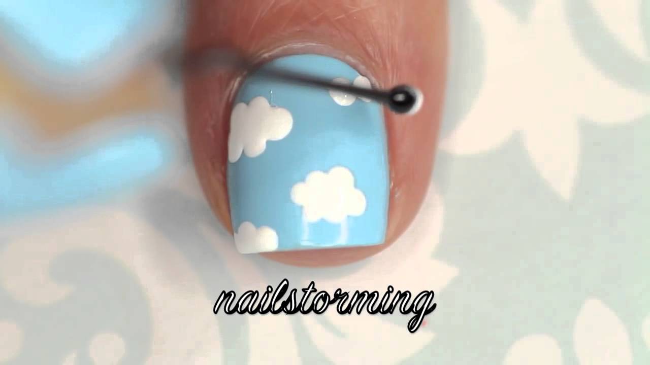 Nail Art Tutorial Clouds No Tools