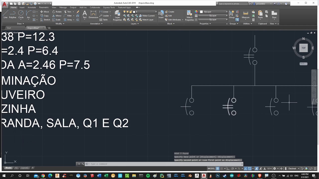 Planta elétrica Autocad: Quadro de distribuição e modo de imprimir #8