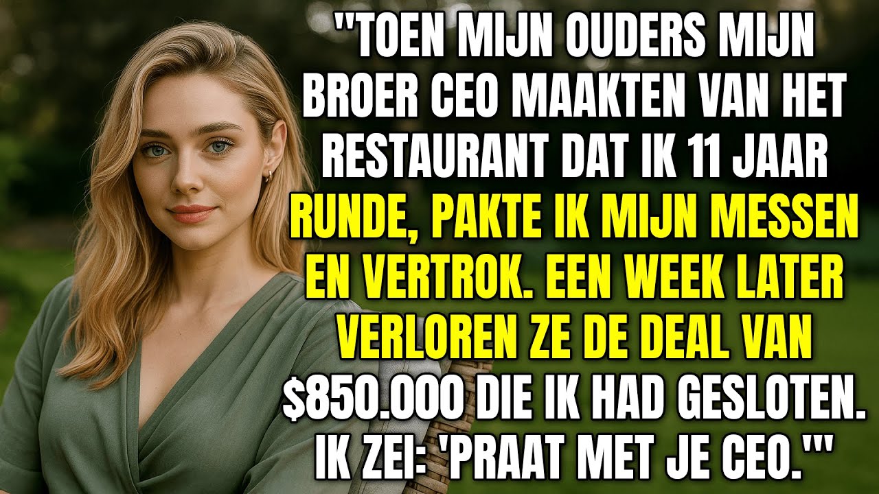 Ouders kozen m'n broer als CEO. Ik stapte op en zonder mij verloren ze een contract van $850K.