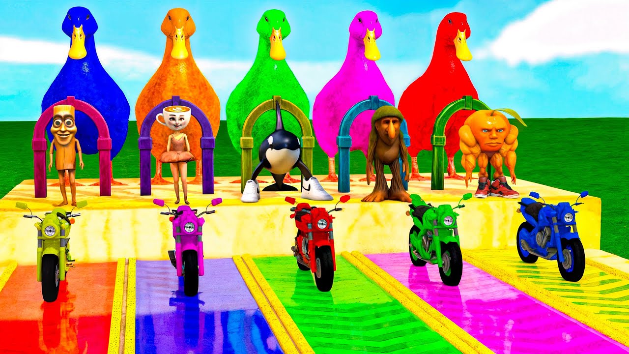 Long Slide Game with Cow Elephant Gorilla Hippopotamus Tiger 3d Animal Game Funny 3d Animals