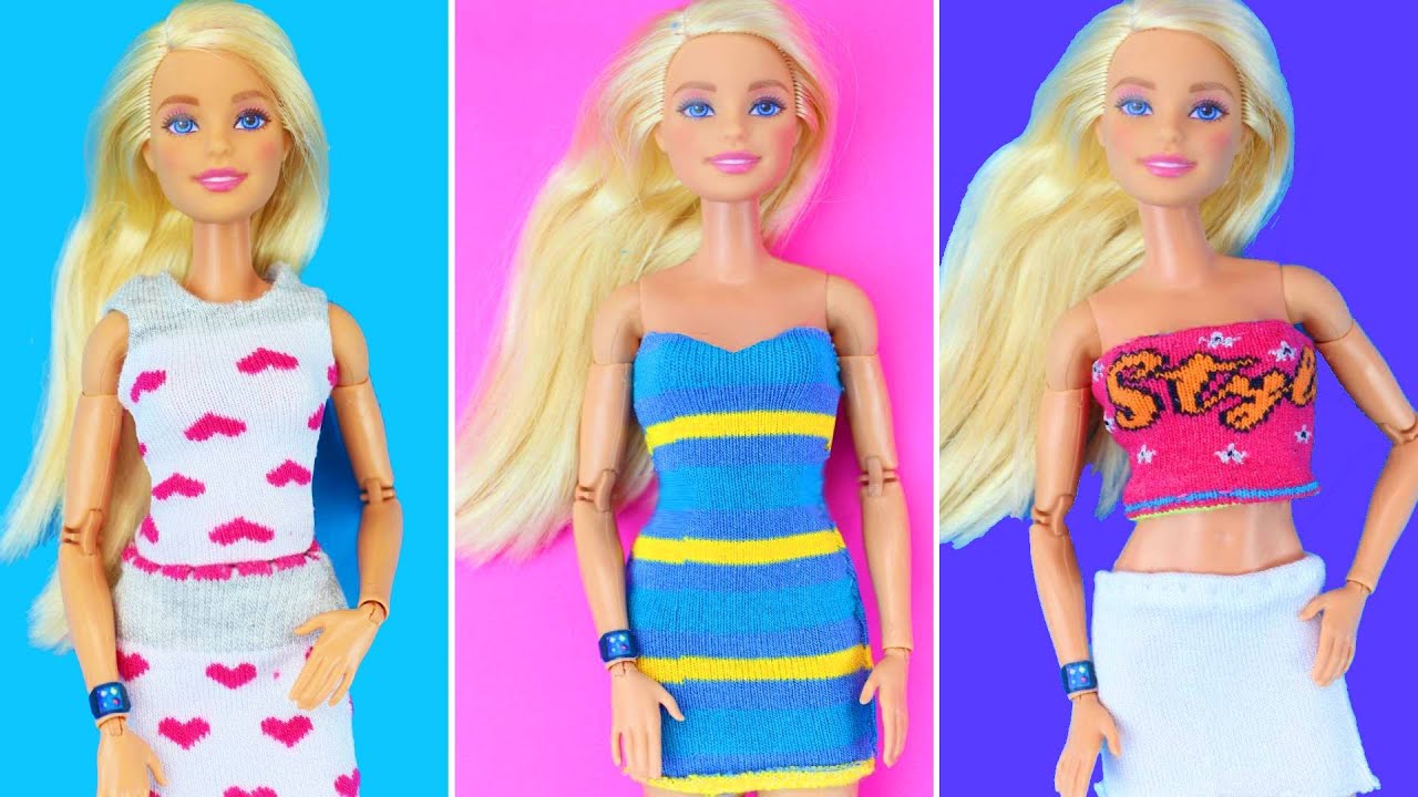 KOLAY Barbie Elbiseler, Etekler, Üstler, Bluzlar vb. Çoraplarla Yapılan Barbie Giysileri