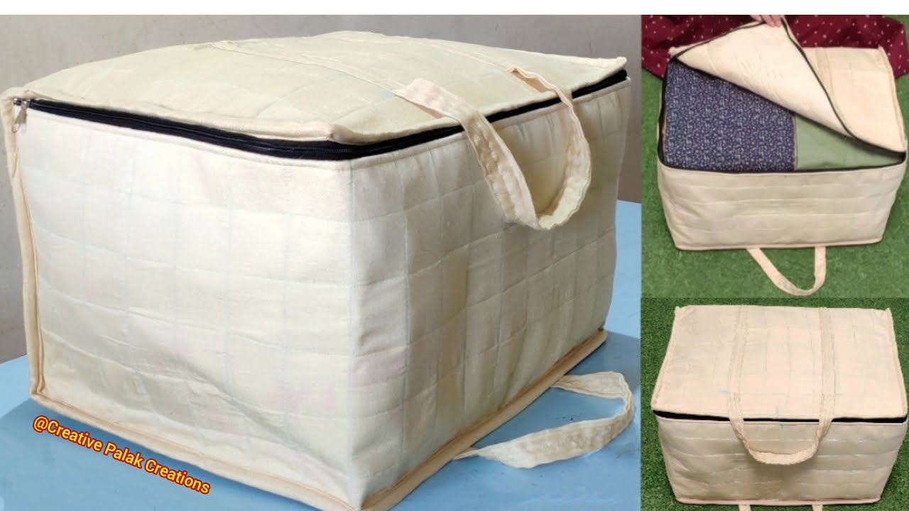 DIY Big Size Cloth Storage Bag Wardrobe Organizer Saree Blanket Winter cloth storage bag making idea