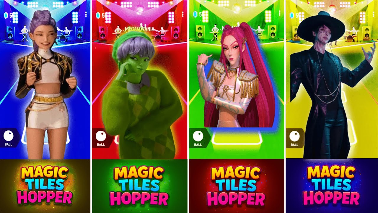 Magic Tiles Hopper | K-Pop Demon Hunters – Mira ❤️ Baby 💚 Rumi 💛 Idol 💙| Megalovania Epic Rhythm Run