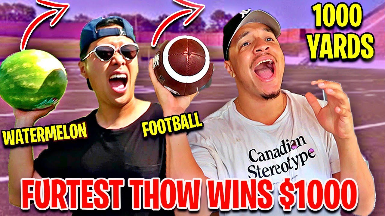 Whoever Can THROW The FARTHEST - Wins $1000 (FT DAVIDPARODY) *World Record Random Objects Challenge*