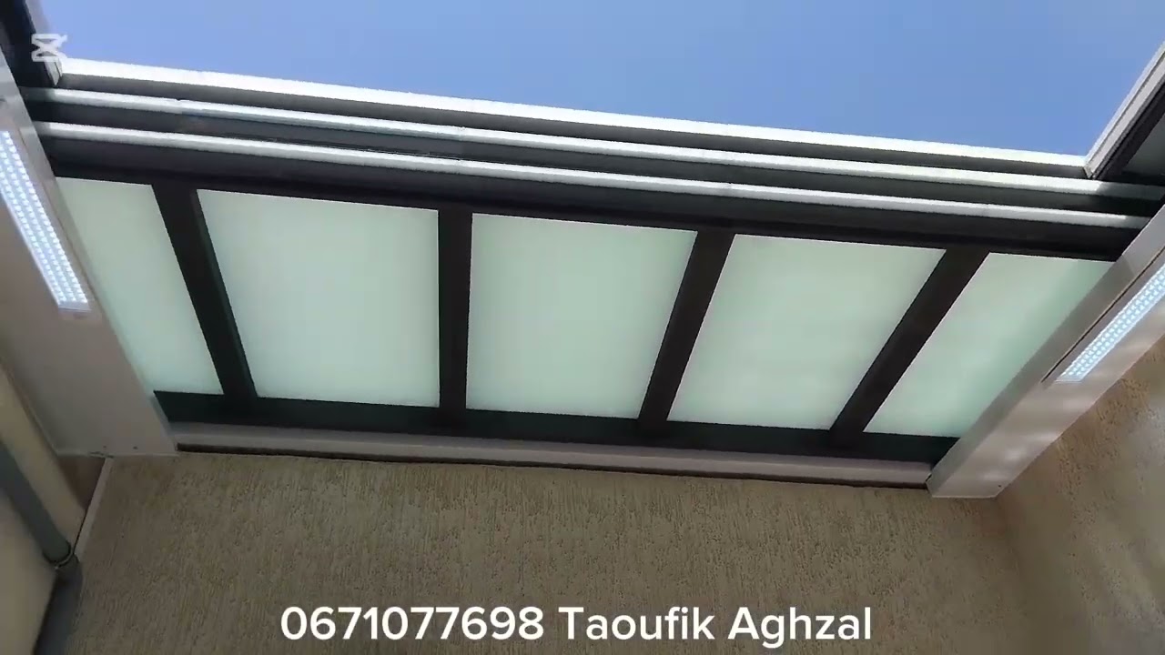 تغطية سقف كور متحرك كهربائي ب الحديد والزجاج ومقاوم   العوامل الجوية مثل المطر والشمس maroc#fes#casa