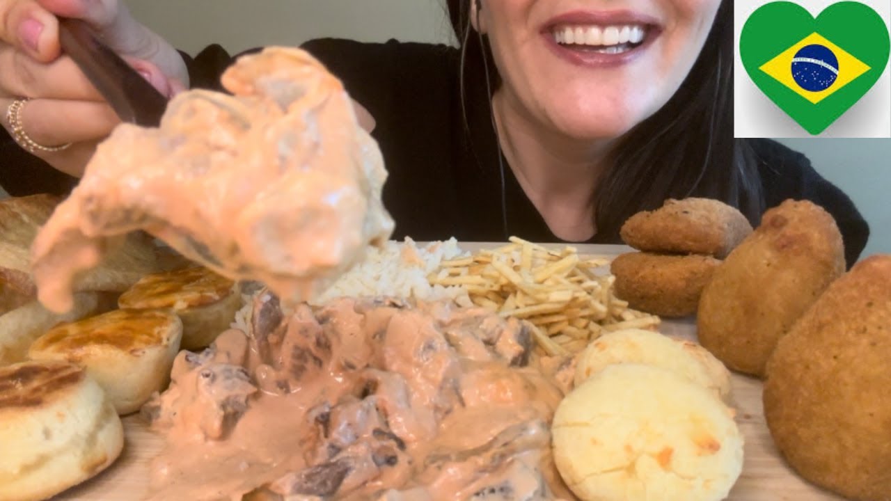 TRYING BRAZILIAN FOOD * COXINHA+EMPADINHA HEART OF PALM &MORE  (ASMR EATING SOUNDS)  l  DE LETS EAT