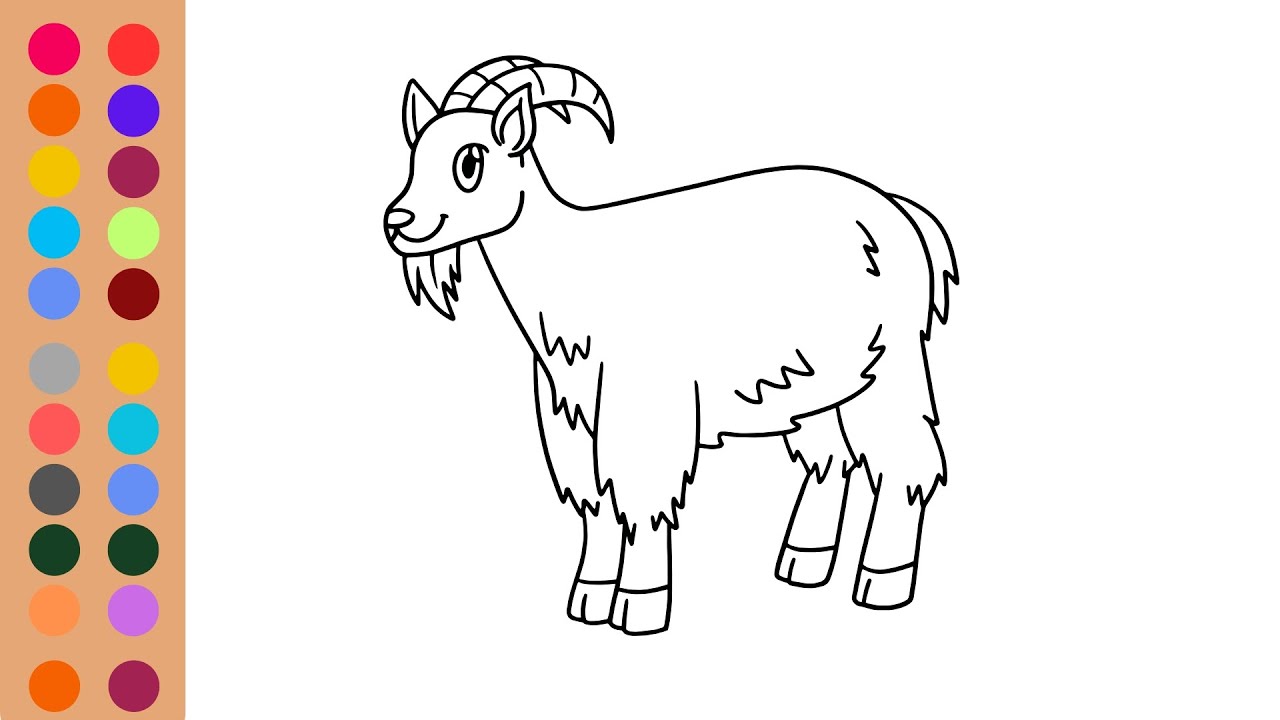 How to Draw & Color Goat Easy Art Tips | Goat Song & Coloring for Kids, Toddler