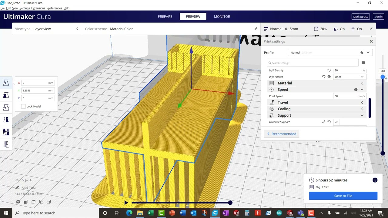 SolidWorks Tutorial II: 3D printing in the Ultimaker Cura software
